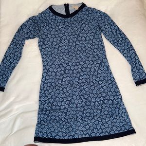 Michael Michael Kors Blue Floral Long Sleeve Petite Medium Dress